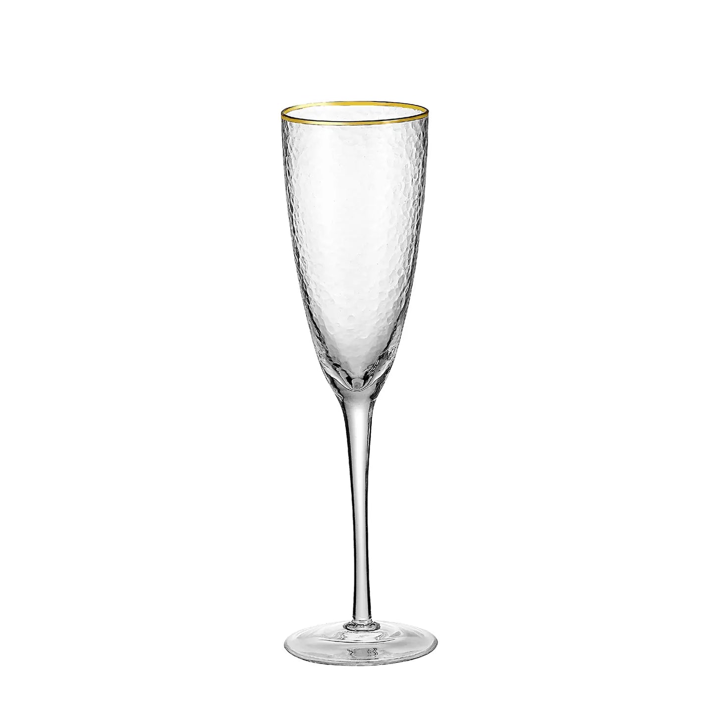 Gold Rim Hammer Champagne Flutes