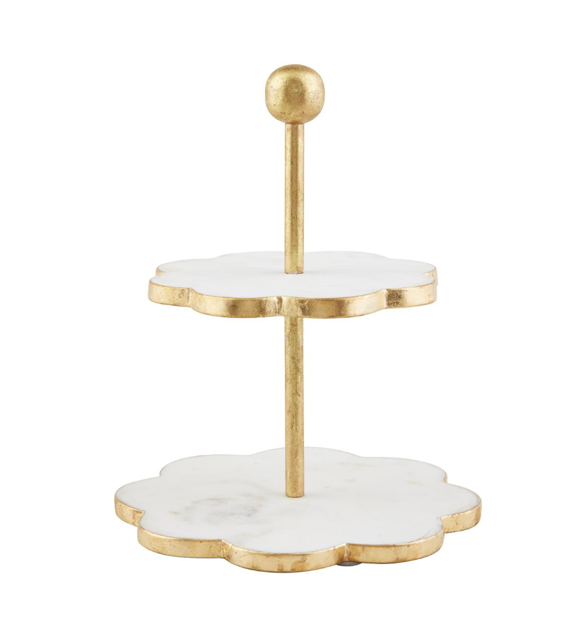 Gold Edge Scallop Tiered Server