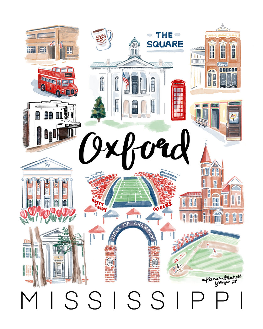 Oxford City Illustration Prints by Karah Michele Art