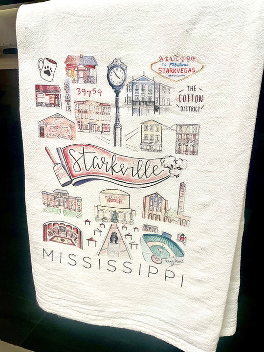 City Illustration Tea Towel by Karah Michele Art