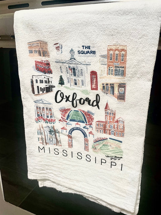 City Illustration Tea Towel by Karah Michele Art