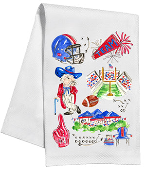 HANDPAINTED FOOTBALL ICONS KITCHEN TOWEL