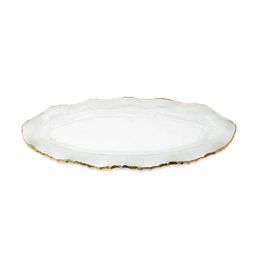 Glass Plate with Gold Scalloped Rim