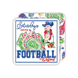 HANDPAINTED SATURDAYS ARE FOR FOOTBALL SQUARE COASTER