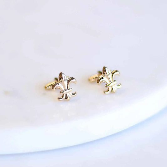 Fleur De Lis Cufflinks Gold .5"