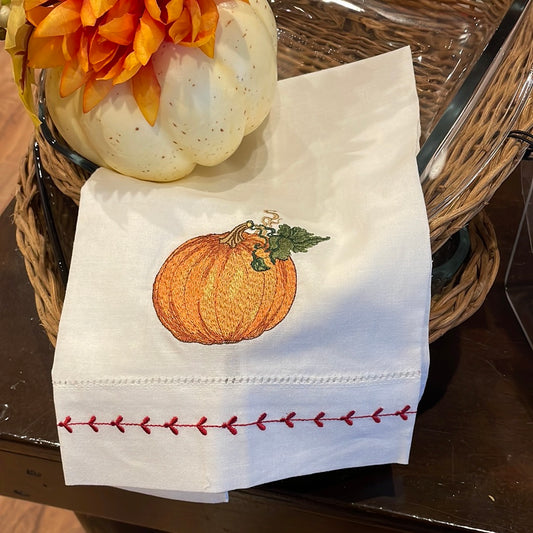 Fall embroidered linen tea towels