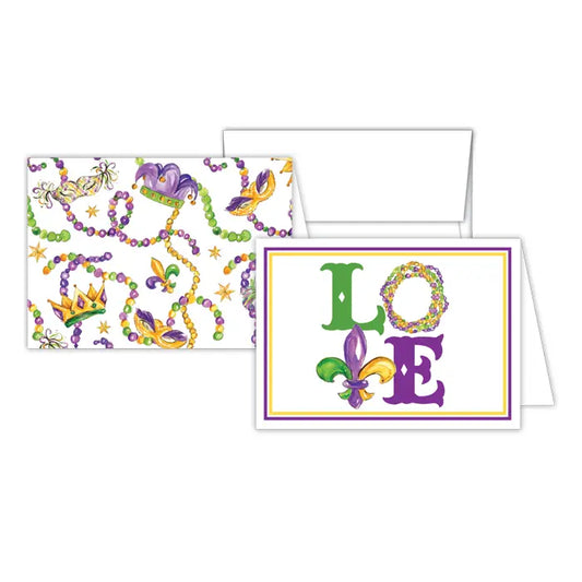 Handpainted Mardi Gras Love Petite Note Combo