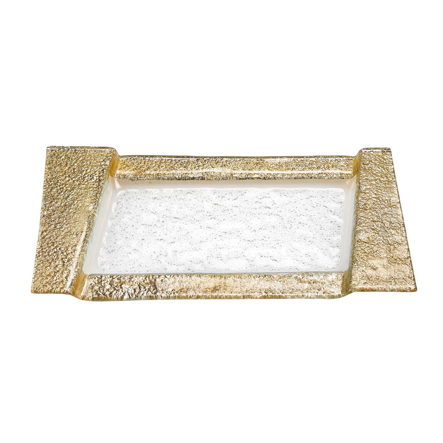 Rimini Gold 7x13" Hand Crafted Glass Snack or Vanity Tray