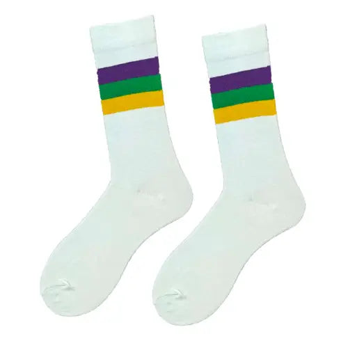 White Stripe Ribbed Socks