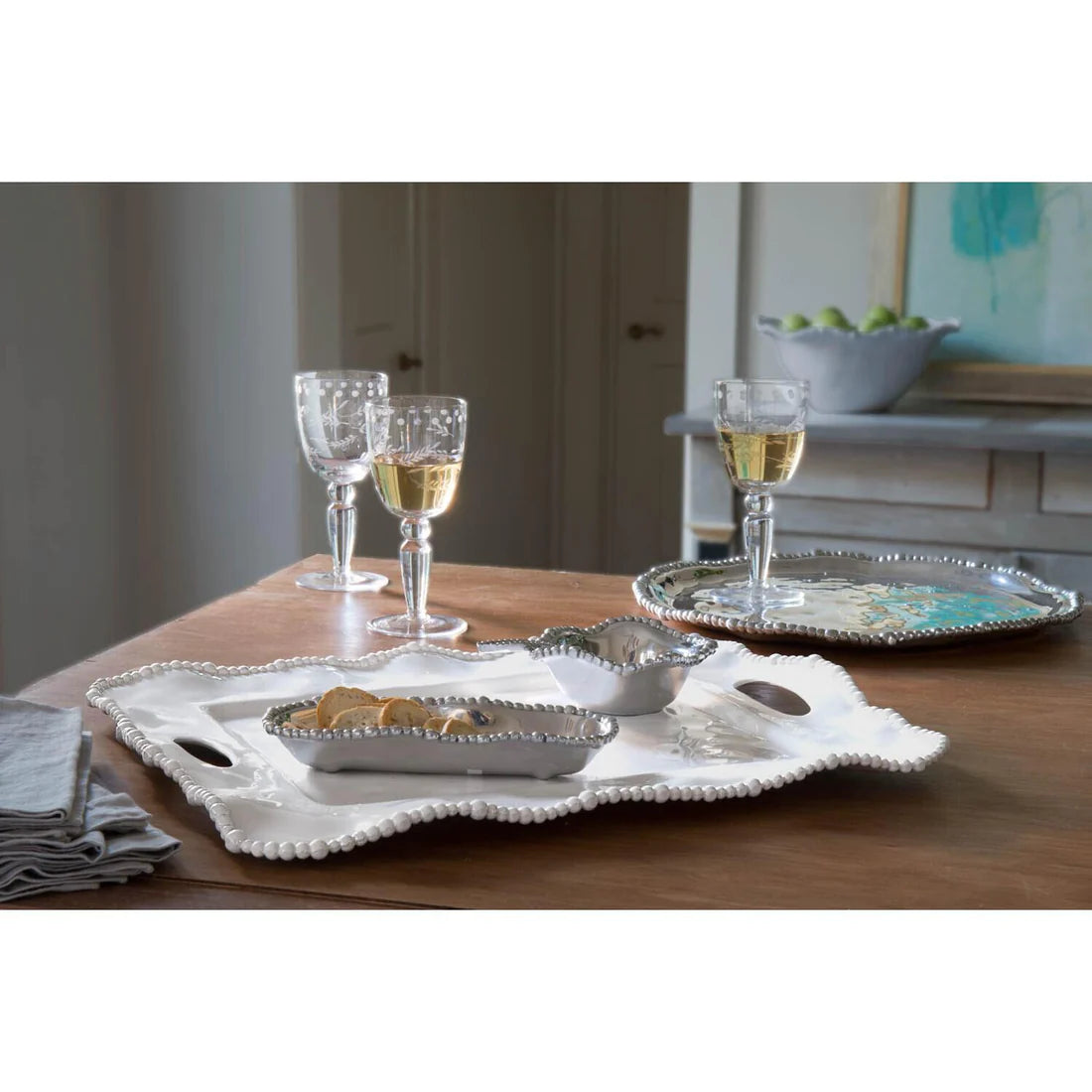 BB VIDA Alegria Rectangular Tray with Handles White