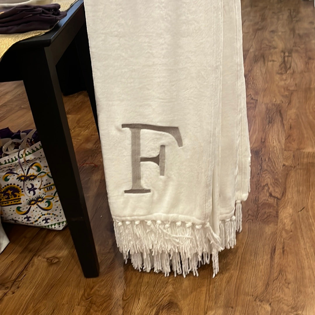 Monogrammed plush throw