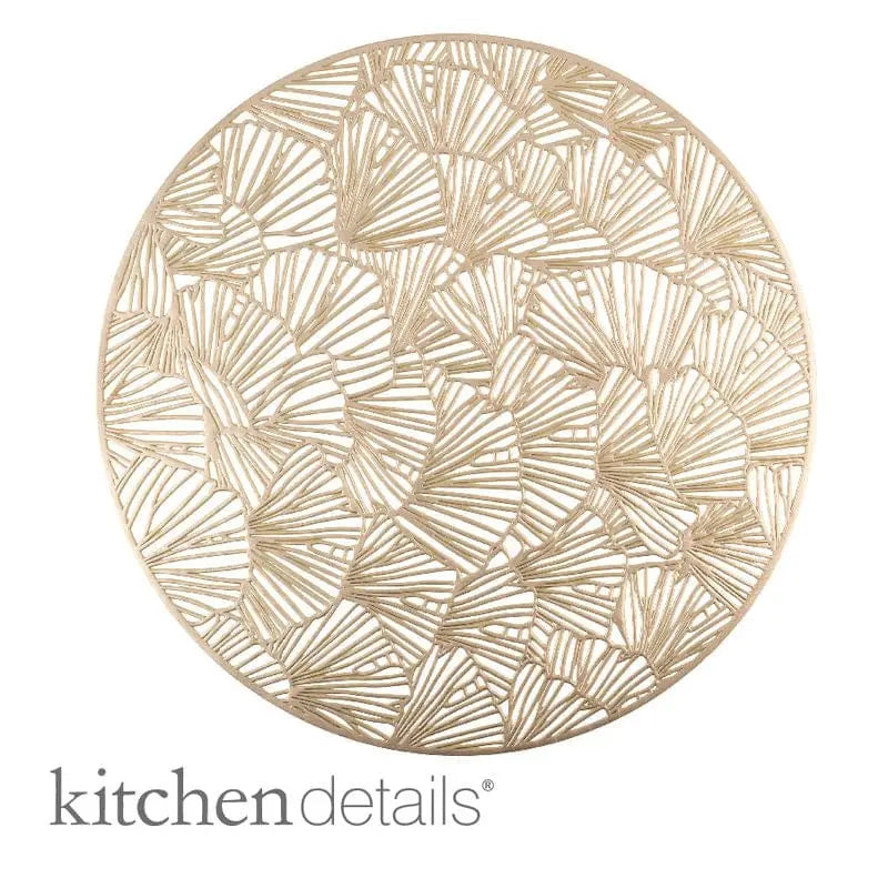 Home Details Round Shell Laser Cut Placemat in Gold