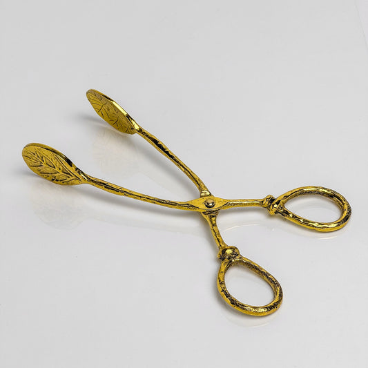 Vintage-Style Brass Leaf Serving Tongs