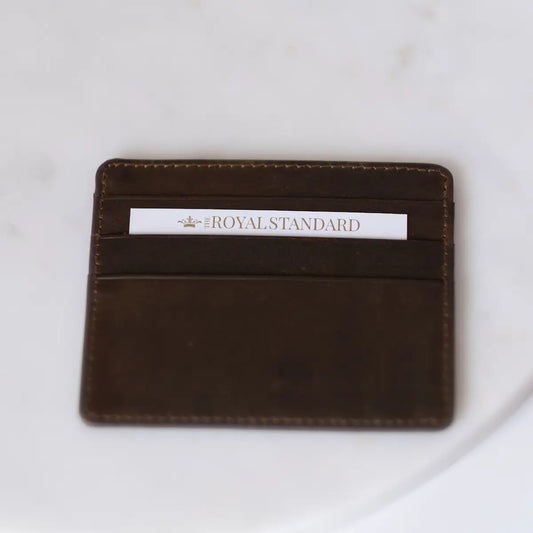 Leather Slim Wallet Dark Brown 3.5x4
