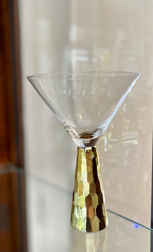 Gold Hammered Martini Glass