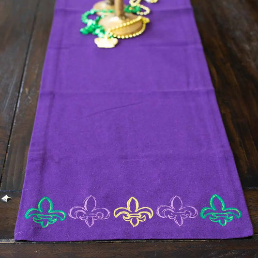 St. Charles Fleur De Lis Runner Purple/White 13x60