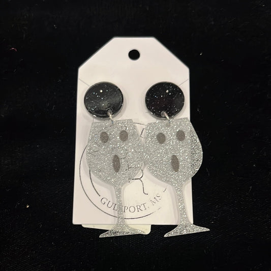 Ghost wine glass earrings