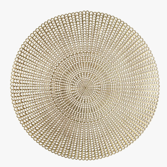 16" Woven Gold Round Vinyl Placemat