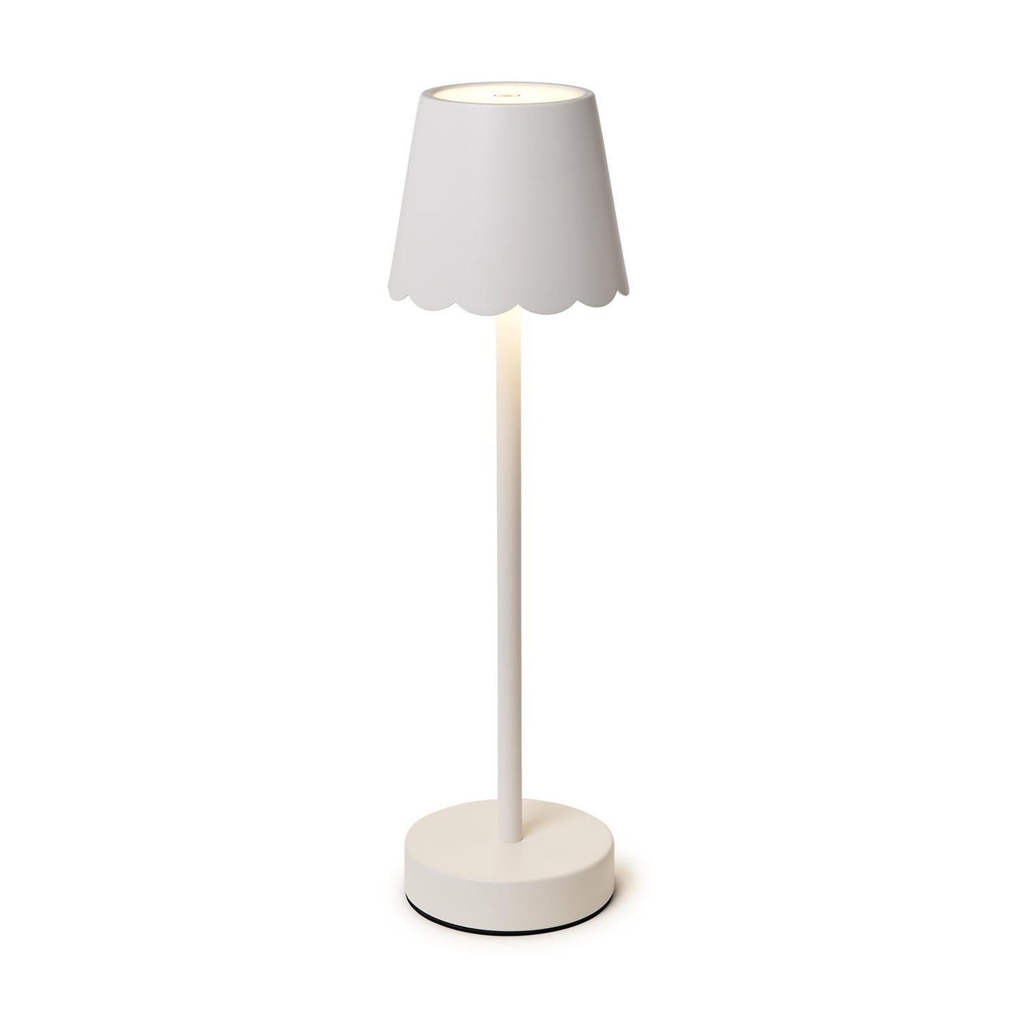 White LED Cordless Table Lamp with Scalloped Edge Shade in Gift Box