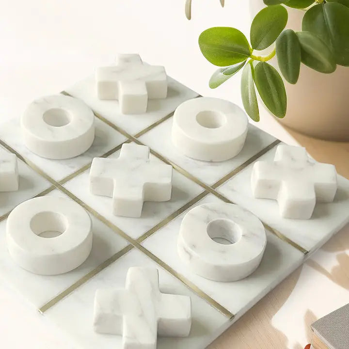 Decorative White Marble Tic Tac Toe