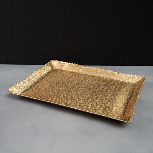 Small Rectangle Gold Aluminum Hammered Tray