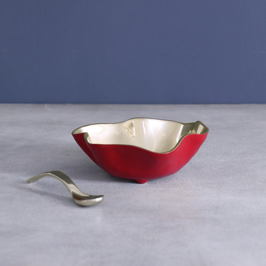 BB THANNI Mini Bowl with Spoon (Red and Gold)