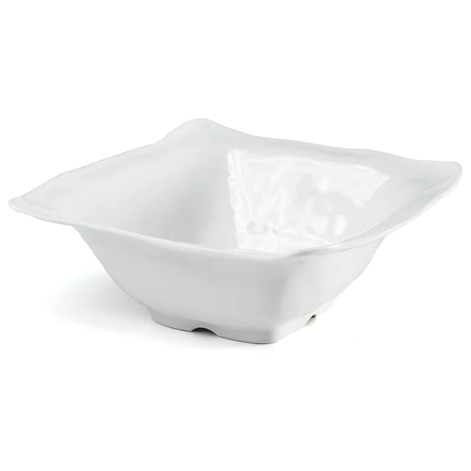 Q Squared Ruffle White Melamine Square Serving Bowl