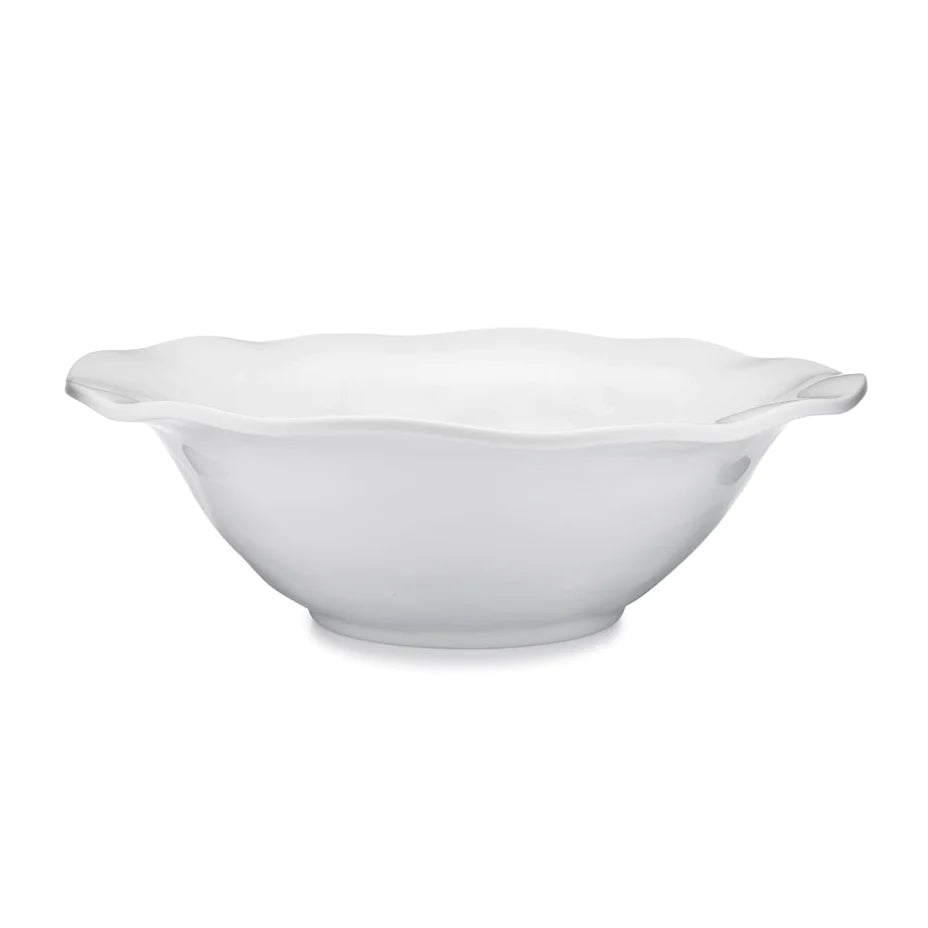 Q Squared Ruffle White Melamine Round Serving Bowl