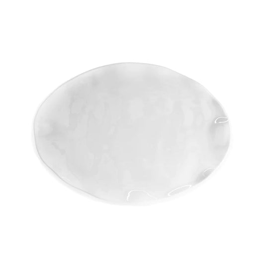 Q Squared Ruffle White Melamine Small Oval Platter