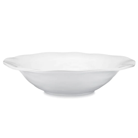 Q Squared Ruffle White Melamine Round Shallow Serving Bowl