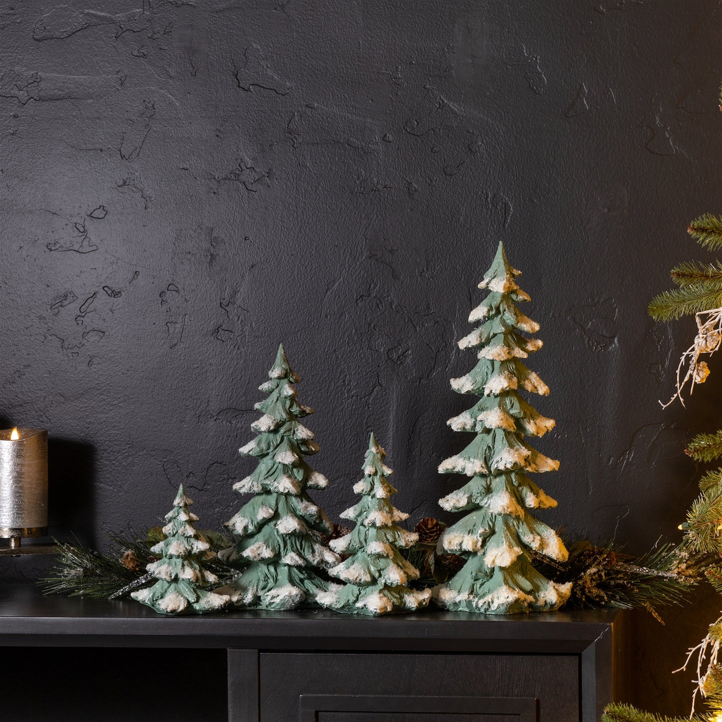 Green Flocked Christmas Trees