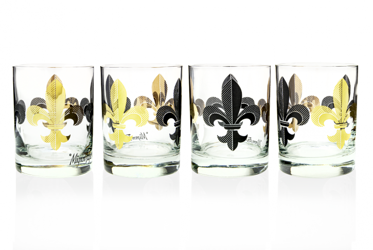 MIgnon Faget Fleur de Lis Black and Gold Glasses