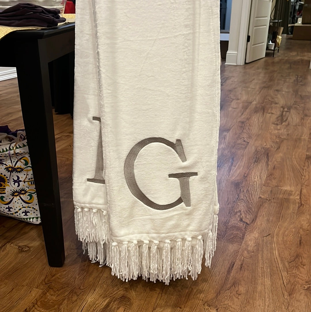 Monogrammed plush throw