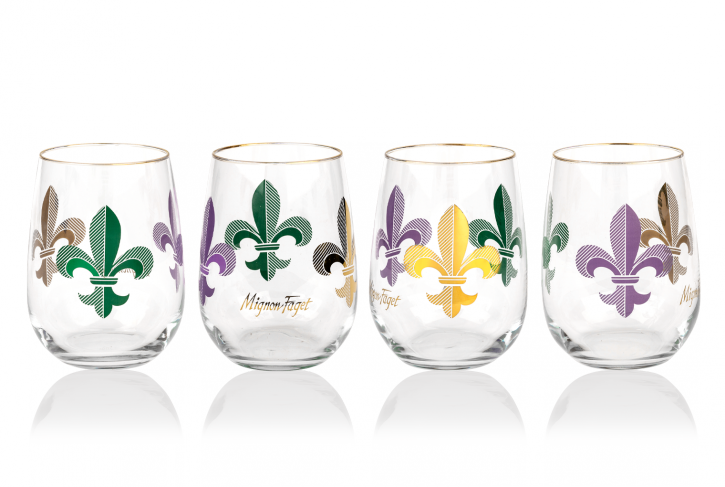 Mignon Faget Mardi Gras 22K Fleur de Lis Stemless