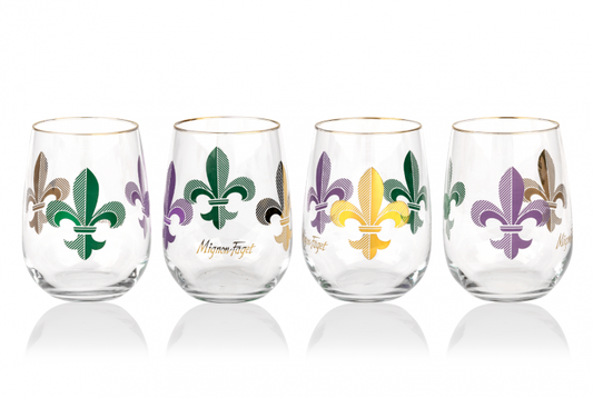 Mignon Faget Mardi Gras 22K Fleur de Lis Stemless