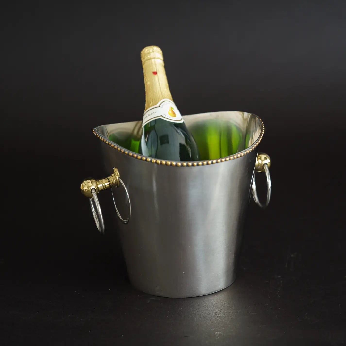 Aluminum & Gold Beaded Wine Cooler w/ Handles