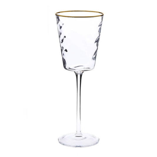 Pebble Glass Water Glasses with Gold Rim
