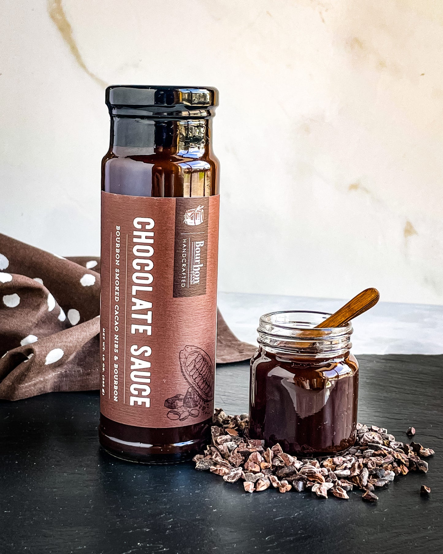 Chocolate Sauce – Bourbon Smoked Cacao Nibs & Bourbon