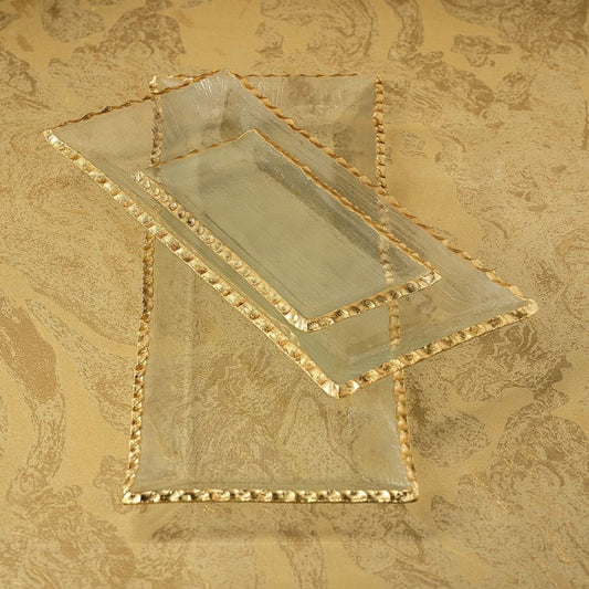 Rectangular Tray w/jagged gold rim