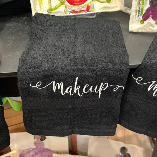 Embroidered makeup towel