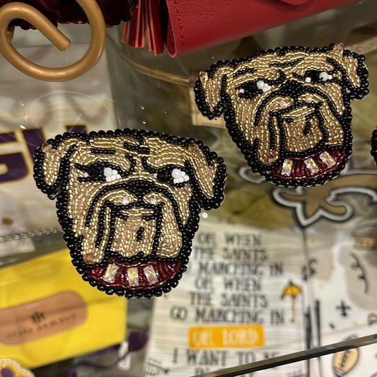 Bulldog Handmade Beaded Pin