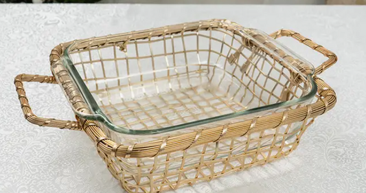Gilded Square Handle Basket