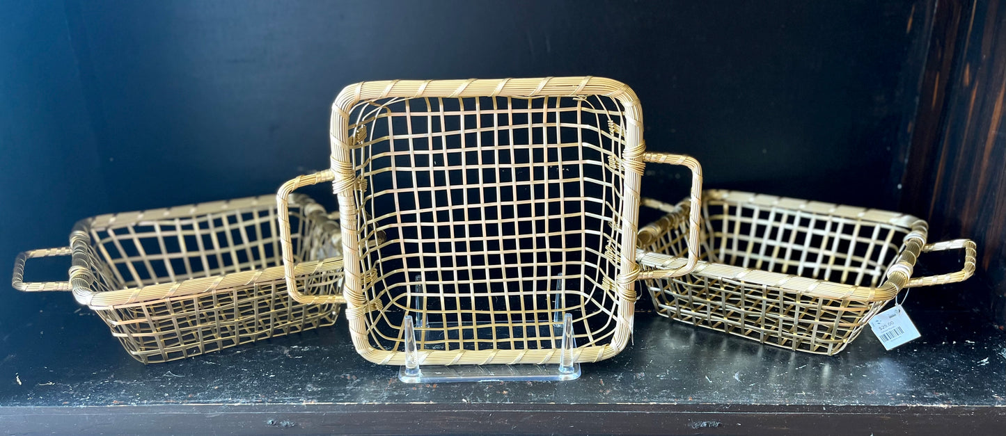 Gilded Square Handle Basket