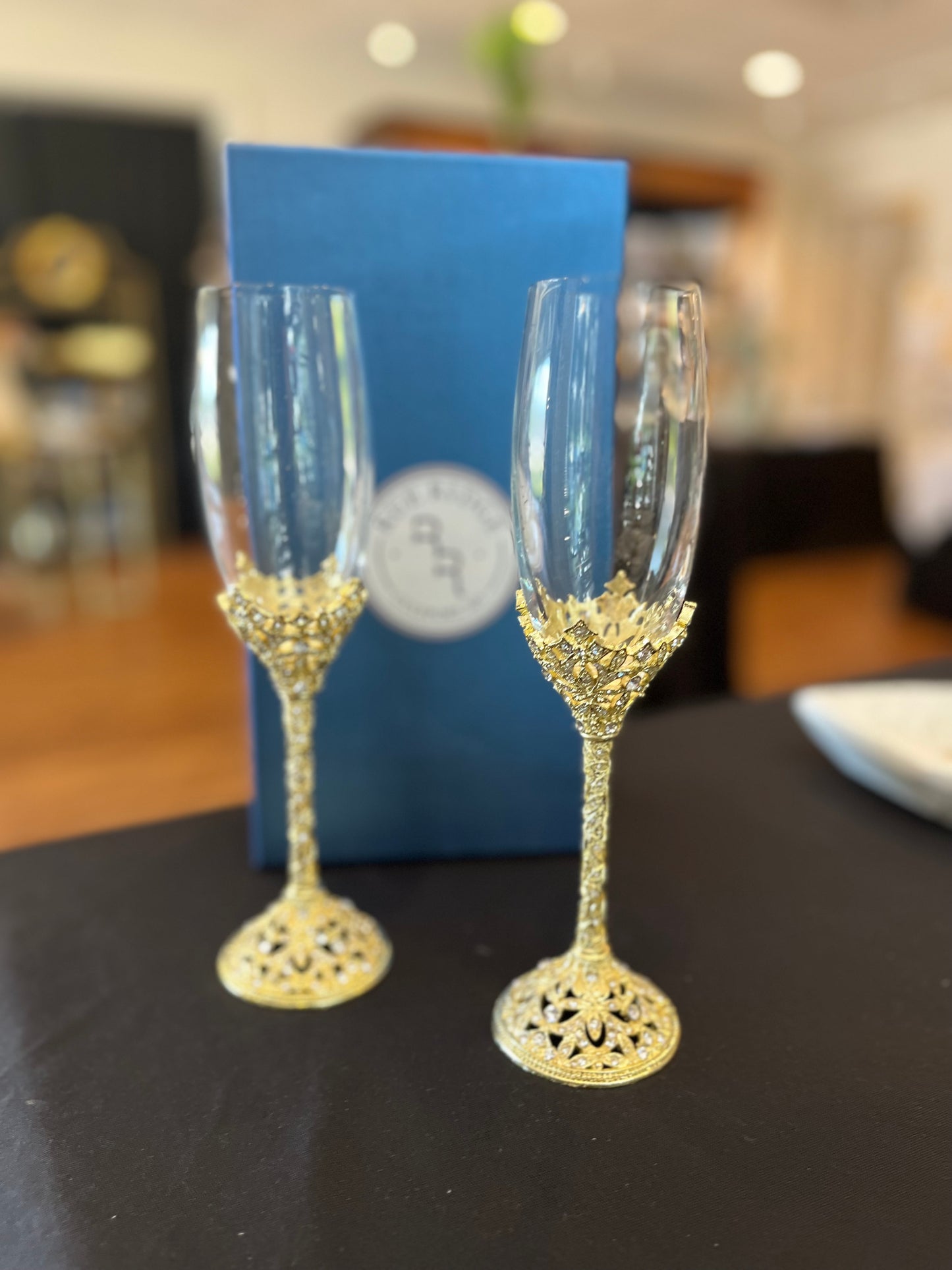 Crystal encrusted Champagne Glasses Set of 2