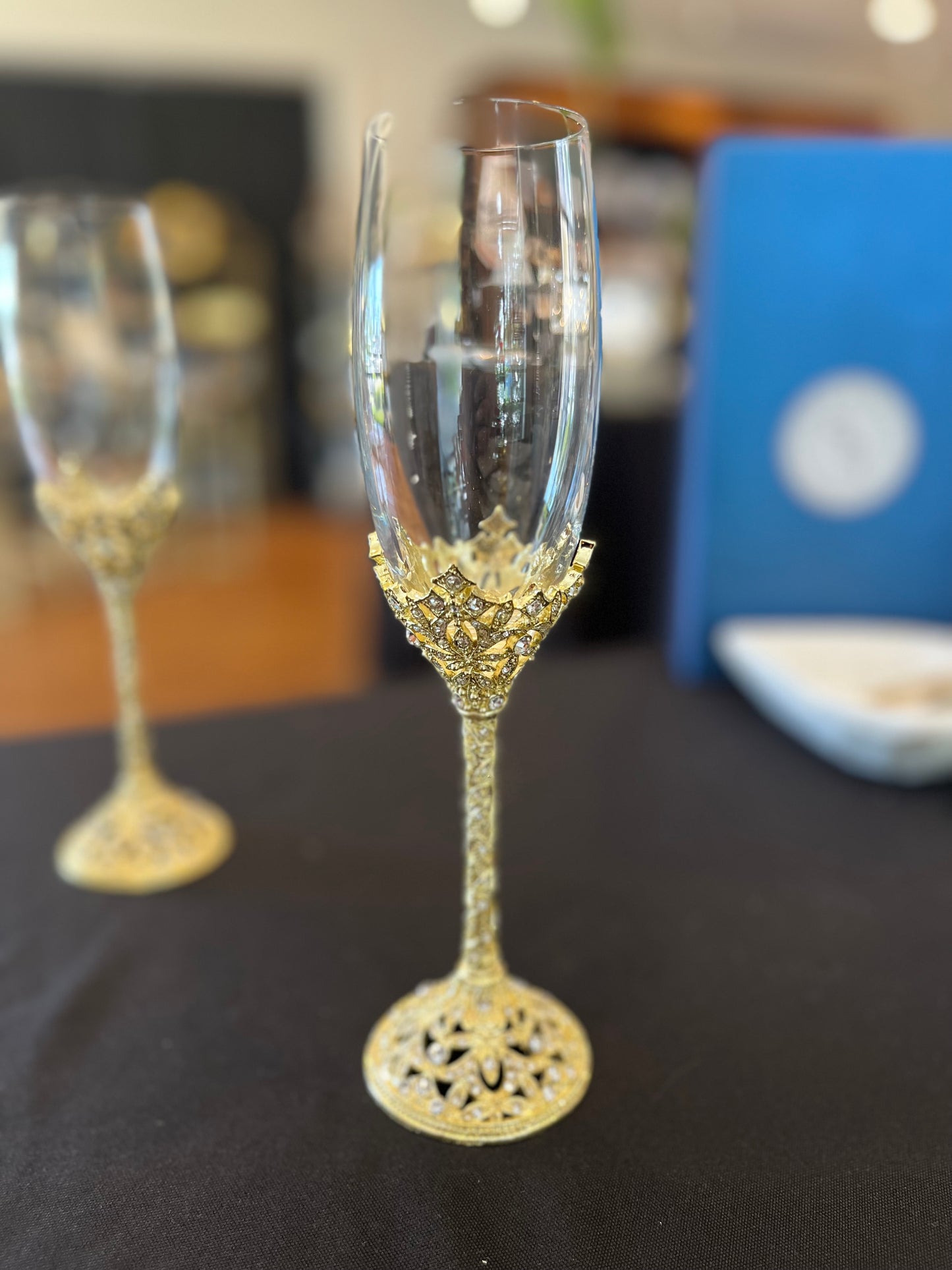 Crystal encrusted Champagne Glasses Set of 2