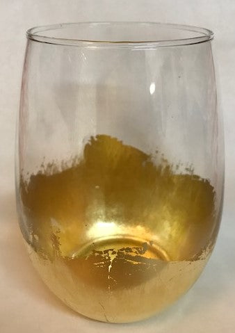 Gold Leaf Stemless Wine Glass