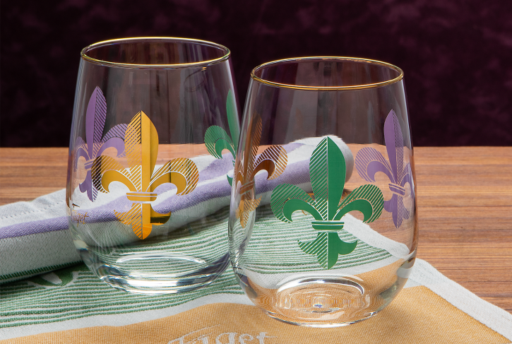 Mignon Faget Mardi Gras 22K Fleur de Lis Stemless