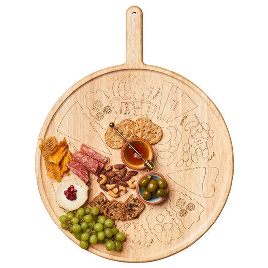 Meg Quinn Charcuterie Map Board | Round w/ Handle | 22" x 17"