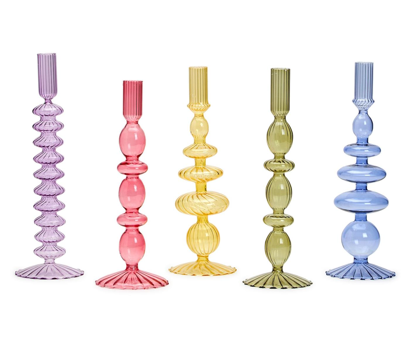 Hand-Blown Glass Tapered Candlestick Candleholder