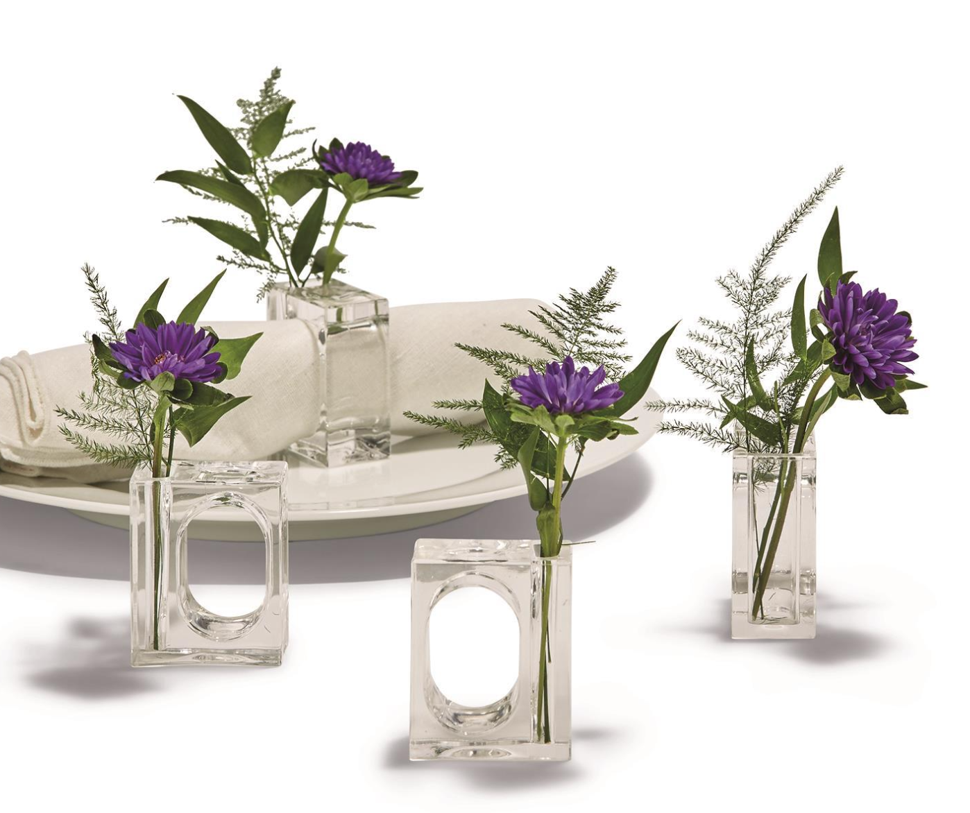 A La Carte Set of 4 Napkin/Flower Holders - Acrylic